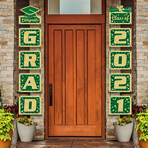 2021 Graduation Banner - Graduation Decoration Graduation Porch Sign Grad Party Supplies- Class of 2021 Congrats Grad for College- High School -Green-