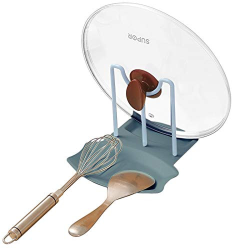 Lid and Spoon Rest- Utensil Rest with Drip Pad for Multiple Utensils- Spoon Holder and Lid Holder for Stove Top- Kitchen Utensil Holder for Spoons- Lid- Ladles- Tongs and More -Blue- Lid and Spoon Rest- Utensil Rest with Drip Pad for Multiple Utensils- Spoon Holder and Lid Holder for Stove Top- Kitchen Utensil Holder for Spoons- Lid- Ladles- Tongs and More -Blue-