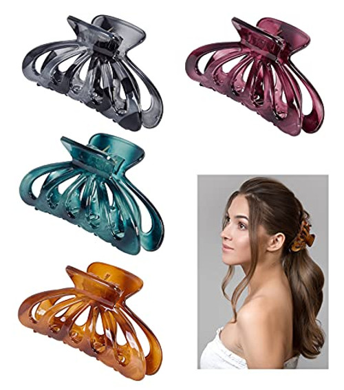 Big Hair Claw Clips- 3.5 Inch Large Claw Clips for Women Thick Hair- Nonslip Strong Holding Hair Claw Clips- Fashion Crystal Hair Styling Accessories for Women and Girls