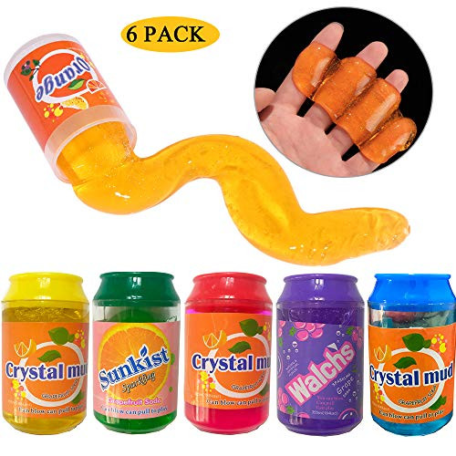 Kabvry Magic Crystal Slime Putty Toy Soft Stress Relief pop cans Shape Toys Slime for Kids Adult Students Birthday Party 6-Pack