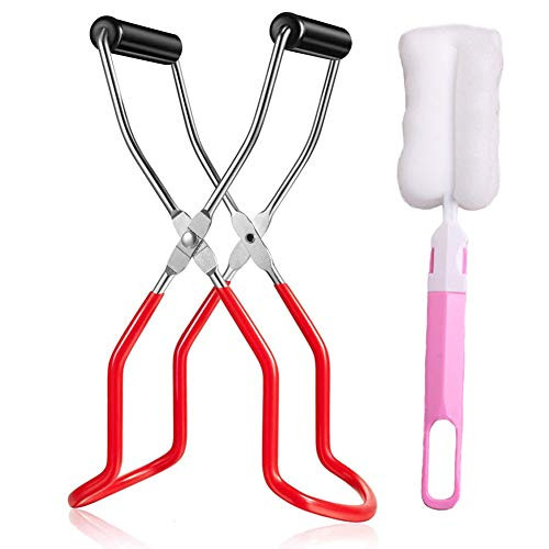 Canning Jar Lifter Canning Tongs Stainless Steel Jar lifter with Rubber Anti  slip Grip Handles and Anti-scalding for Canning Jars- Glass Jars and Jelly Jars -red-