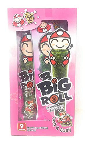 Tao Kae Noi Big Roll Grilled Seaweed Roll 9 Packets Per Box - 2 Boxes -Kimchi Flavour-