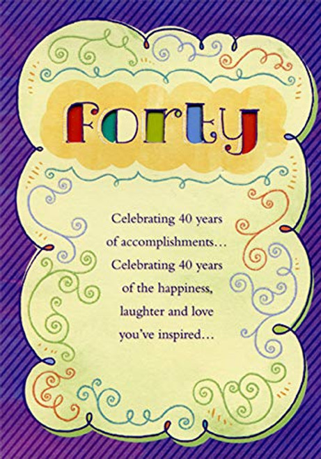 Designer Greetings Forty- Colored Letters Die Cut Windows with Purple Border Age 40 / 40th Birthday Card Designer Greetings Forty- Colored Letters Die Cut Windows with Purple Border Age 40 / 40th Birthday Card