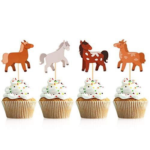 Donoter 24 Pieces Horse Cupcake Toppers Picks for Equestrian Themed Birthday Party Cake Decorations Donoter 24 Pieces Horse Cupcake Toppers Picks for Equestrian Themed Birthday Party Cake Decorations