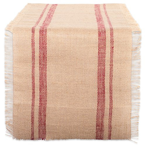 DII Jute Collection Kitchen Tabletop- 14x72- Double Stripe Red
