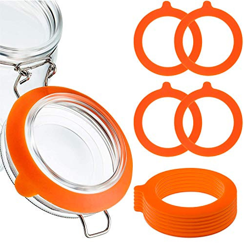 Nowepai 10 PCS Silicone Replacement Jar Seals- 3.7 Diameter Airtight Rubber Gaskets Sealing Rings for Glass Clip Top Jars- Silicone Fitting Seals for Canning Jars- Orange