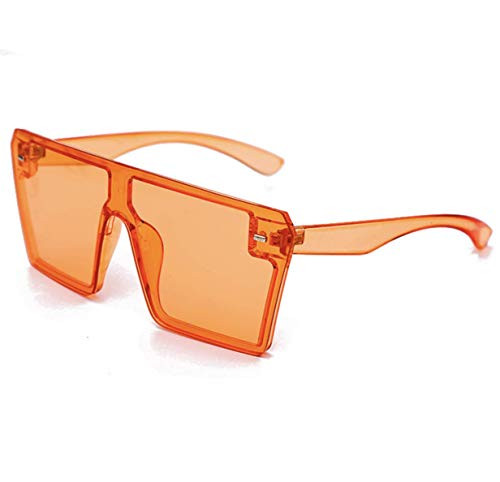 Oversized Trapezoid Sunglasses for Women Men Big Mirror Flat One Piece Shields by W and Y YING -Orange-