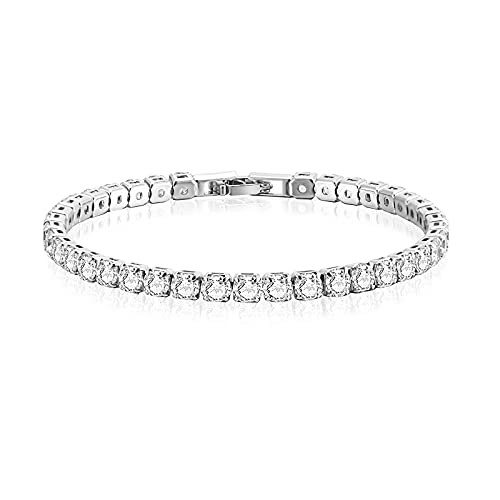 Classic Tennis Bracelets Gold Plated 4mm Cubic Zirconia Diamond Bracelet Crystal Jewelry Gifts for Women 6.5-7.5 Inch -with Exquisite Box- Classic Tennis Bracelets Gold Plated 4mm Cubic Zirconia Diamond Bracelet Crystal Jewelry Gifts for Women 6.5-7.5 Inch -with Exquisite Box-