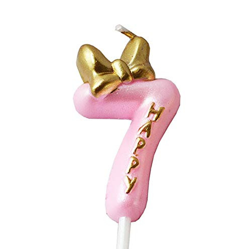 QQYL Pink 7 Candle Birthday Girl-Purple Second 7th Birthday Candle Girl for Cake Topper- Number 7 Cake Topper Gold- 7th Birthday Party Decoration -Number 7-