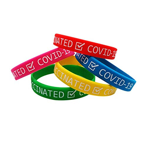 Vaccinated Silicone Wristbands Vaccinated Covid-19 Bracelets for Vaccination Identification Support for Science Doctor Vaccinated Against Covid 19 Waterproof Comfortable 5 Colors Adult Size -5pcs- Vaccinated Silicone Wristbands Vaccinated Covid-19 Bracelets for Vaccination Identification Support for Science Doctor Vaccinated Against Covid 19 Waterproof Comfortable 5 Colors Adult Size -5pcs-