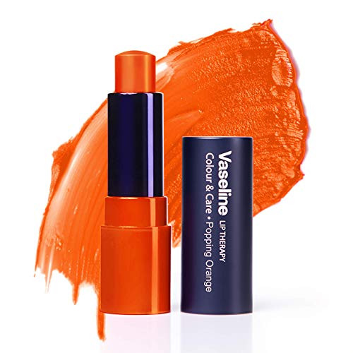 Vaseline Lip Therapy Color  and  Care | Tinted Lip Balm | Lip Moisturizer | Popping Orange- 4.2g