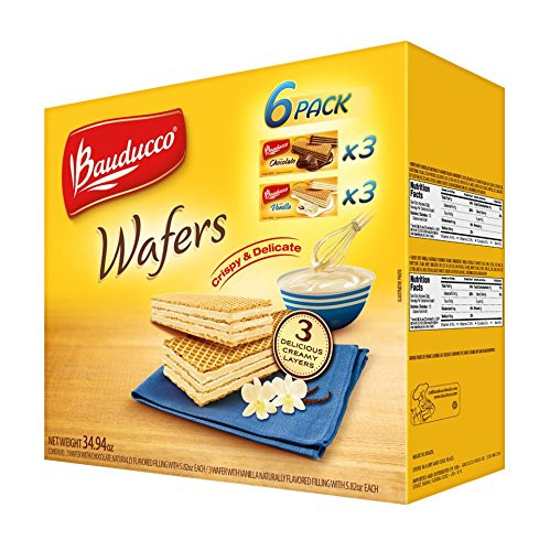 Bauducco Wafers Cookies 6 Pack, Chocolate & Vanilla Crispy and Delicious Breakfast, Snack, Dessert, Care Package, School Lunch, 39.94 oz.