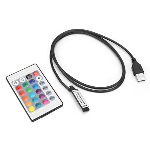 Lamp Strip Remote Control Remote Wireless Controller Simple Use 24 Key LED Strip Light Controller Advanced Control Chips for Various Lamps-Cable length 1 meter-