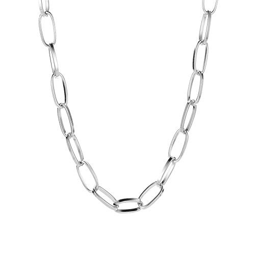 CSIYANJRY99 Paperclip Link Chain Necklace for Women Girls-18K Gold Plated Dainty Oval Link Chain Choker Personalized Chain Necklace -Silver- 16.0-