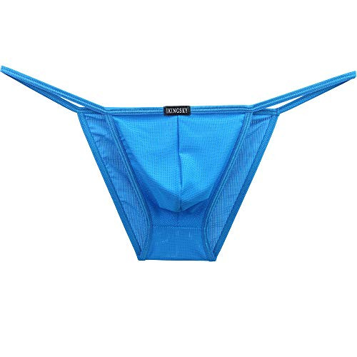 Men Bikini IKingsky Men's High Leg Opening Pouch Briefs Sexy Low