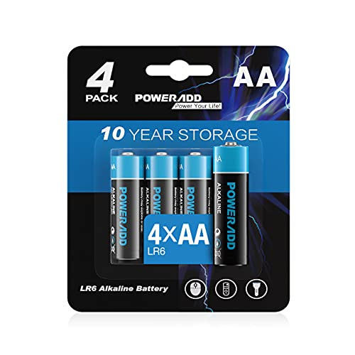 POWERADD AA Alkaline Batteries Long Lasting- All-Purpose Battery for Household and Business - 4 Count