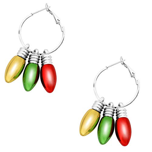 Zhenhui Christmas Bulb Hoop Earrings - Fashion Christmas Holiday Jewelry Gift Hypoallergenic Earrings for Women Girls-Cute Hoop Dangle Earrings with Festive Light Bulb -Hoop Earrings with Bulb- Zhenhui Christmas Bulb Hoop Earrings - Fashion Christmas Holiday Jewelry Gift Hypoallergenic Earrings for Women Girls-Cute Hoop Dangle Earrings with Festive Light Bulb -Hoop Earrings with Bulb-