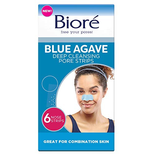 Biore Blue Agave Pore Strips- Nose Strips for Combination Skin with Instant Blackhead Removal and Pore Unclogging- features C-Bond Technology- Oil-Free- NonComedogenic Use- 6 Count Biore Blue Agave Pore Strips- Nose Strips for Combination Skin with Instant Blackhead Removal and Pore Unclogging- features C-Bond Technology- Oil-Free- NonComedogenic Use- 6 Count