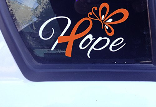 Orange Awareness Ribbon Hope with Butterfly Window Decal -Kidney Cancer- Kidney Disease- Lukemia- Melanoma- Multiple Sclerosis- Skin Cancer- Orange Awareness Ribbon Hope with Butterfly Window Decal -Kidney Cancer- Kidney Disease- Lukemia- Melanoma- Multiple Sclerosis- Skin Cancer-