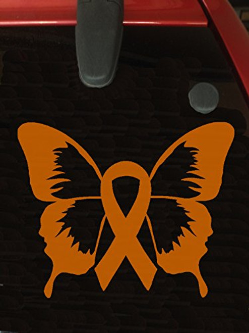Orange Awareness Ribbon Butterfly Window Decal -Kidney Cancer- Kidney Disease- Lukemia- Melanoma- Multiple Sclerosis- Skin Cancer- Orange Awareness Ribbon Butterfly Window Decal -Kidney Cancer- Kidney Disease- Lukemia- Melanoma- Multiple Sclerosis- Skin Cancer-