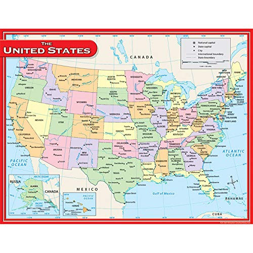 Teacher Created Resources US Map Chart- Multi Color -7657-