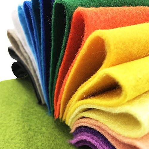 Soft Felt Fabric Squares Sheets, 40 Assorted Candy Colors for Craft, Non Woven Patchwork Sheet Pack 40pcs 8" x 8"(20 cm x 20 cm) 1.4mm Thickness