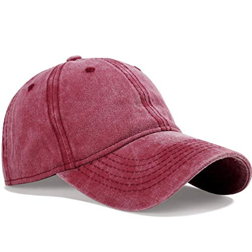 Proboths Vintage Unisex Baseball Cap Adjustable Washed Dyed Dad Hat Cotton Soft Plain Hat Burgundy