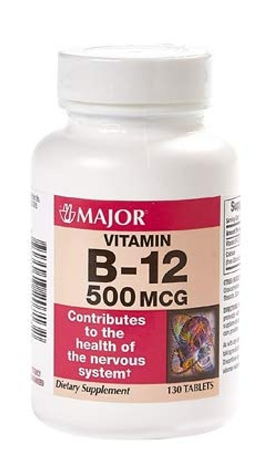 MAJOR Vitamin B-12 100 MCG / 250 MCG / 500 MCG - 130 Tablets -500 MCG- UPC 309043207132