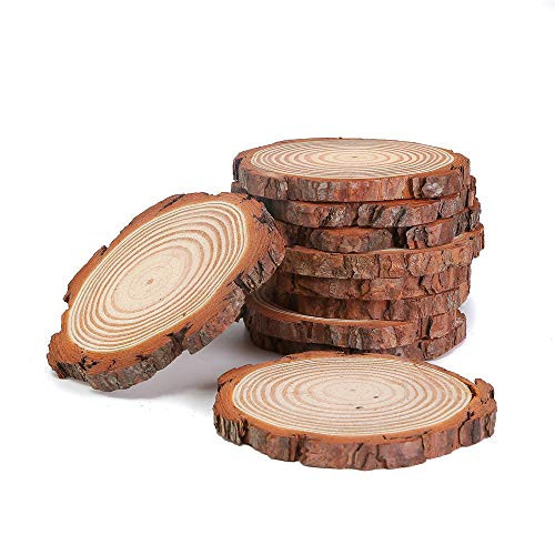Natural Wood Slices with Tree Bark,12pcs 3-3.5 inch Wood Discs for Centerpieces Coasters Ornaments DIY Crafts