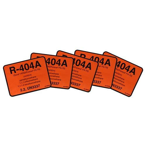 Pack of -5- R-404A / R404A Refrigerant Labels  04404 Color Coded Refrigerant ID Labels