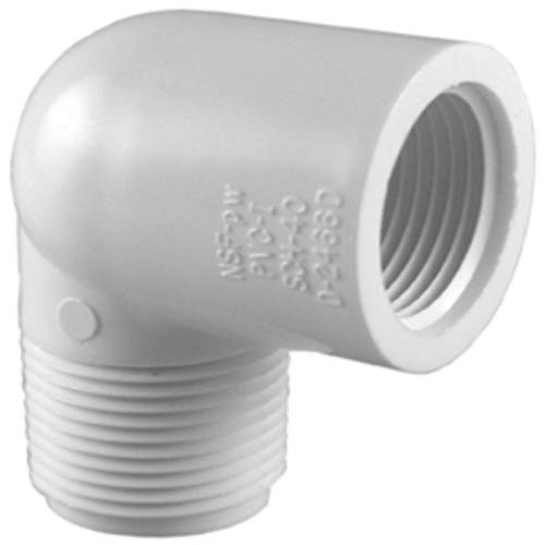 Charlotte Pipe 1inch 90 Degree Street Elbow Pipe Fitting - -Male Pipe Thread x Female Pipe Thread- Schedule 40 PVC Durable- Easy to Install- and High Tensile for Home or Industrial Use -Single Unit-