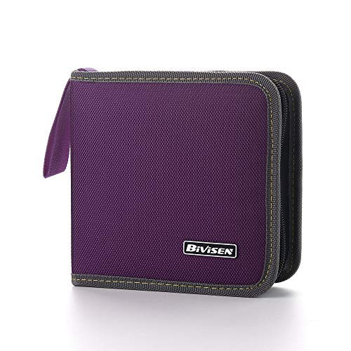 Bivisen CD Case Wallet- 36 Capacity CD DVD Case Wallet Holder Disc Holder Blu-ray Media Case Storage Organizer Wallet -Purple-