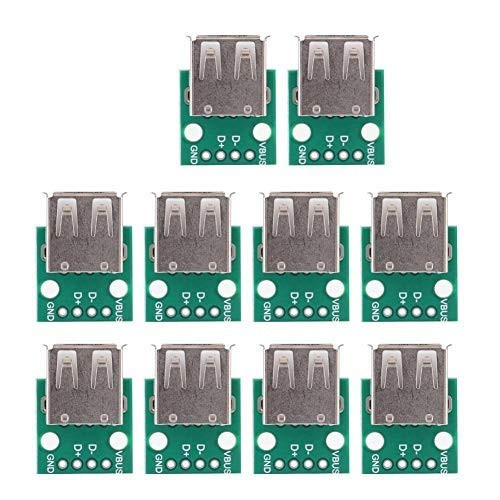 USB Female Breakout Board- 10Pcs Type A USB Female Socket Breakout Board 2.54mm Pitch Adapter Connector DIP Socket