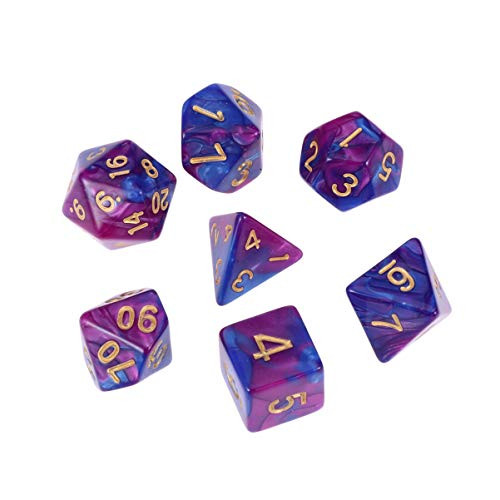 TOYANDONA 7pcs Polyhedral Dice Set Game Dice Set Purple and Blue Dice Acrylic Dice Number Game Dice Opaque Dice Set for RPG Table Game