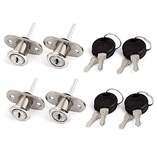 BTMB 4 Pcs Zinc Alloy Drawer Lock Cylinder Head Plunger Lock for Furniture Cabinet Locker Showcase w 8 Keys (19mm/0.74'')
