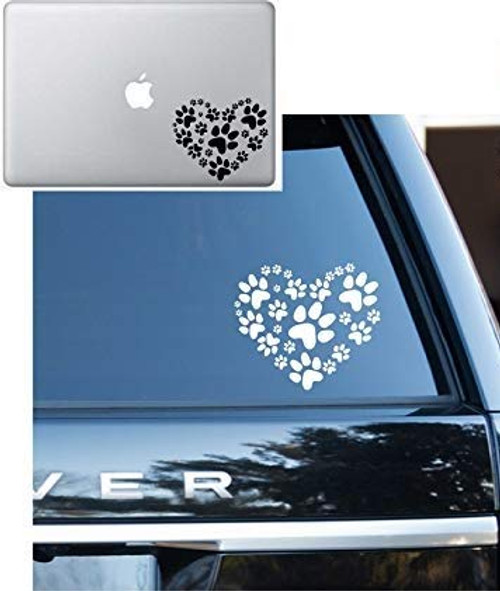 Animal lover Adopt heart Dog Cat Love Pet PAW Vinyl Decal Sticker - Car Window- Laptop- Wall- Mac -5.5inch inches- White- Animal lover Adopt heart Dog Cat Love Pet PAW Vinyl Decal Sticker - Car Window- Laptop- Wall- Mac -5.5inch inches- White-