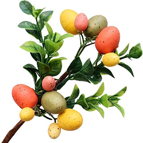 Artificial Easter Tree Branch with Colorful Eggs- Creative Easter Floral Arrangement Eggs Twig Picks for Home Holiday Vase Decor Easter Egg Tree Spring Decoration Home Decor