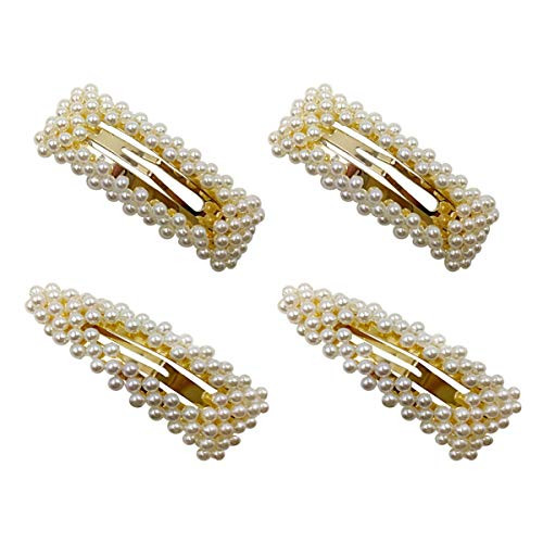 Numblartd 4Pcs Sweet Artificial Pearl BB Barrettes Hairgrip Hair Clips Pins - Women Handmade Fashion Alloy Hairpin Side Clamp Hair Accessories for Wedding Bridal Bridesmaid -Gold- Numblartd 4Pcs Sweet Artificial Pearl BB Barrettes Hairgrip Hair Clips Pins - Women Handmade Fashion Alloy Hairpin Side Clamp Hair Accessories for Wedding Bridal Bridesmaid -Gold-