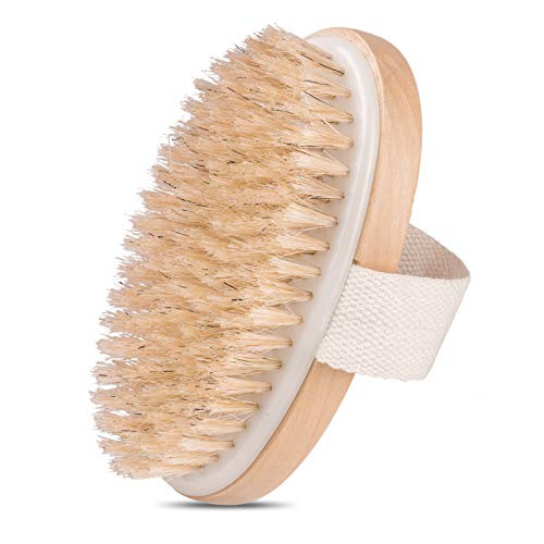 Dry Brushing Body Brush- McoMce Natural Bristle Dry Brush for Cellulite and Lymphatic- Dry Brush for Removing Dead Skin- Exfoliating Brush for Flawless Skin- Shower Brush Body Scrubber Skin Brush