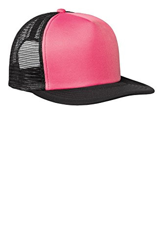 District Flat Bill Snapback Trucker Cap OSFA Neon Pink