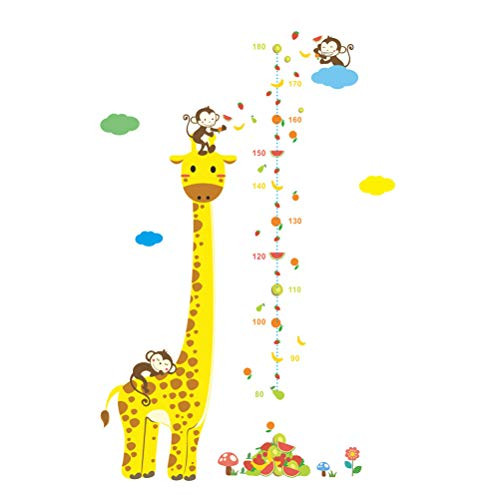 Toyvian Giraffe Height Chart Wall Decals Stickers Removable Kids Height Measurement Growth Chart for Children's Bedroom Living Room Nursery Classroom