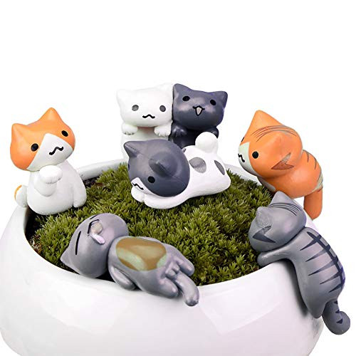 MAOMIA Miniature Lucky Cat DIY Figurines- Pack of 6 Mini Fairy Garden Hanging Cat Figure Micro Landscape Home Garden Decor Plant Pots Bonsai Craft Decor Cake Topper MAOMIA Miniature Lucky Cat DIY Figurines- Pack of 6 Mini Fairy Garden Hanging Cat Figure Micro Landscape Home Garden Decor Plant Pots Bonsai Craft Decor Cake Topper