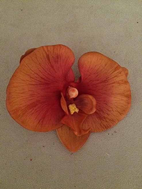 Phalaenopsis Orchid Artificial Flower Hair Clip/Pin Brooch -Orange Flame- Phalaenopsis Orchid Artificial Flower Hair Clip/Pin Brooch -Orange Flame-