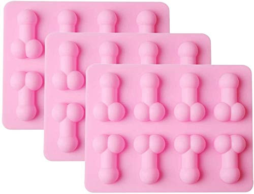 Funny Sexy Penis soap Mold Silicone Molds- 8-Cavity Non-Stick Chocolate Mold Ice Cube Tray Soap Candle Moulds Sugar Craft Tools Bakeware Moulds -Pink-1PC-
