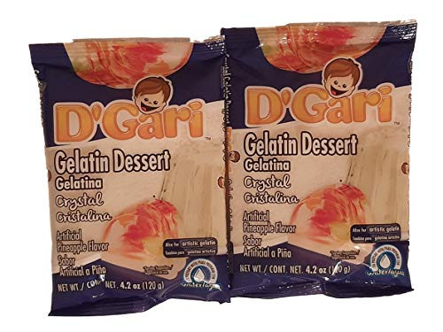D Gari pack of 2 Cristalina con sabor a Piña Gelatin 4.2oz- Quick Snacks- Crystal Dessert- Gelatin- Mix- Mexico- Powder