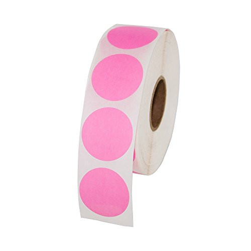 Pink Round Color Coding Inventory Labeling Dot Labels/Stickers - 1 Inch Round Labels 1000 Stickers Per Roll