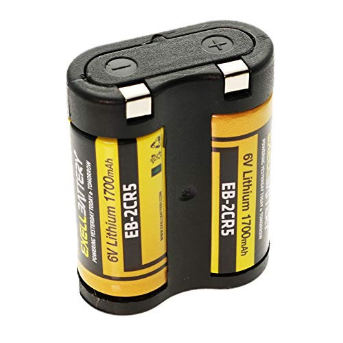 Exell 2CR5 6V 1700mAh -Highest Capacity on The Market- Photo Lithium Battery Replaces Evergreen 2CR5- DL245- EL2CR5- 2CR5M- Replaces Symmons SF-2CR5