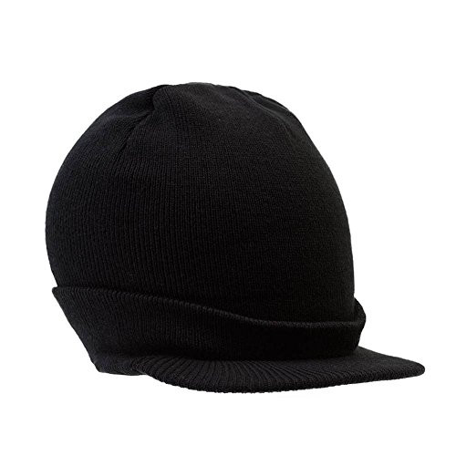 TOP HEADWEAR TopHeadwear Cuff Beanie Cap with Visor- Black