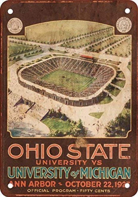 HTFDS 1927 Ohio State vs. Michigan Vintage Look Reproduction Metal Tin Sign 8x12 inches HTFDS 1927 Ohio State vs. Michigan Vintage Look Reproduction Metal Tin Sign 8x12 inches