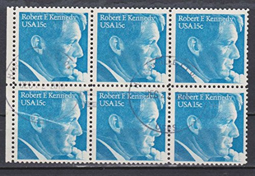ROBERT F. -Bobby- KENNEDY 1770a Block of 6 x 15¢ US Postage Stamps ROBERT F. -Bobby- KENNEDY 1770a Block of 6 x 15¢ US Postage Stamps